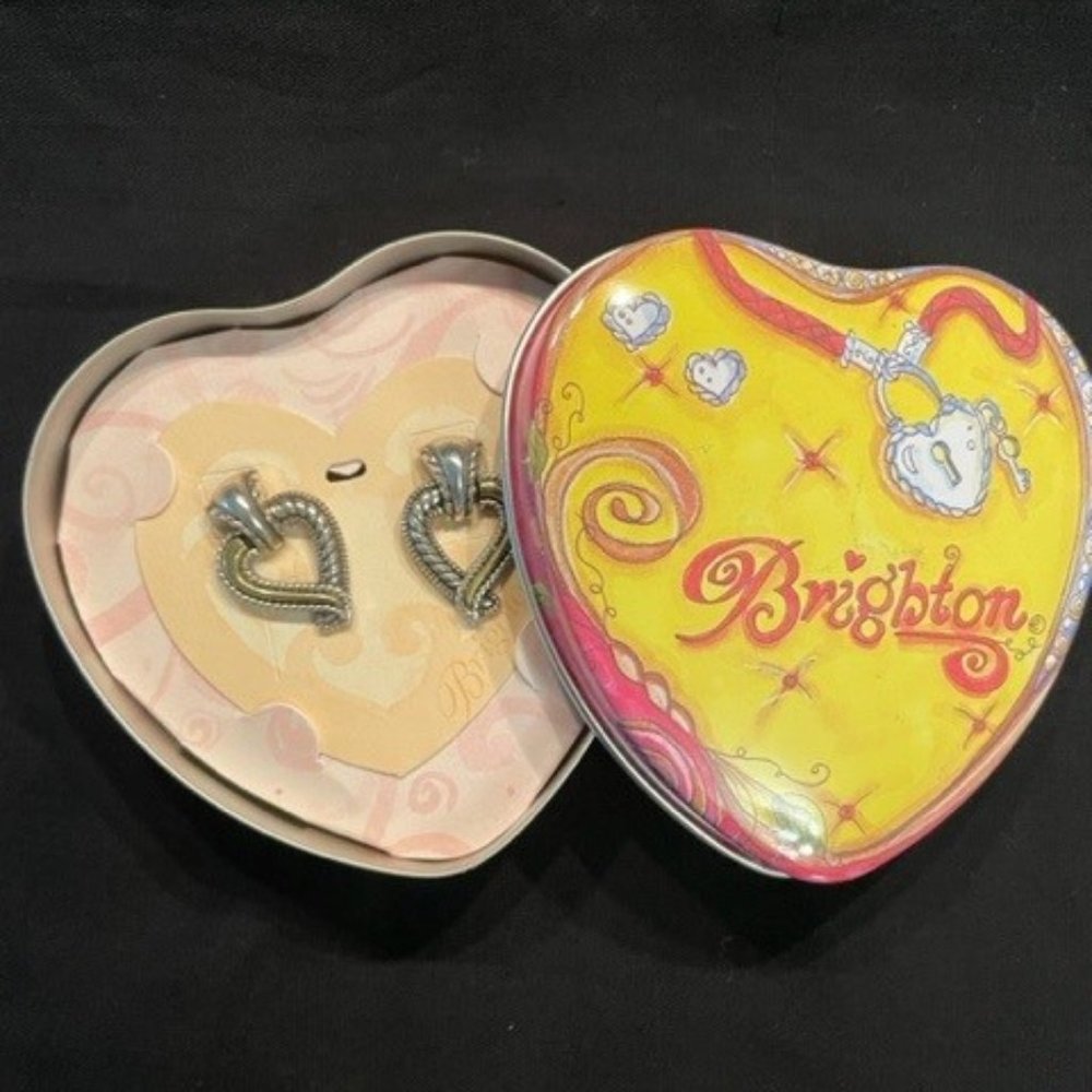 Brighton Silver and Gold-plated Post Heart Earrings